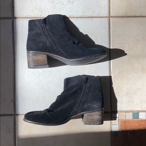 Black suede boots with heel